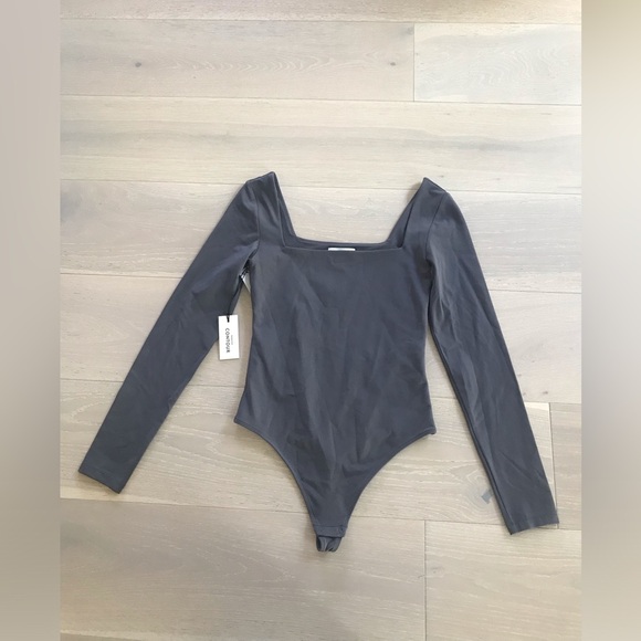 NWT Aritzia Babaton Contour Longsleeve Bodysuit ELEGANT CHARCOAL SZ S small - Picture 3 of 8